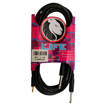 Cable Life Miniplug 3.5 Stereo A 2 Plug 6.3 Mono 3mts., 2ppin-3